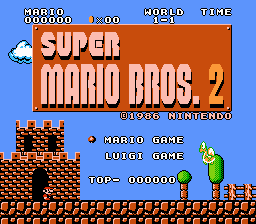 Super Mario Bros 2 (8-bit all-stars gfx) Title Screen